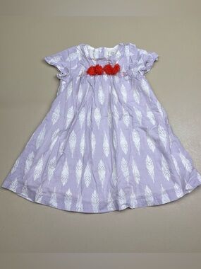 Peek Toddler Girl Dress 18-24M Purple Feather Pom Pom Boho